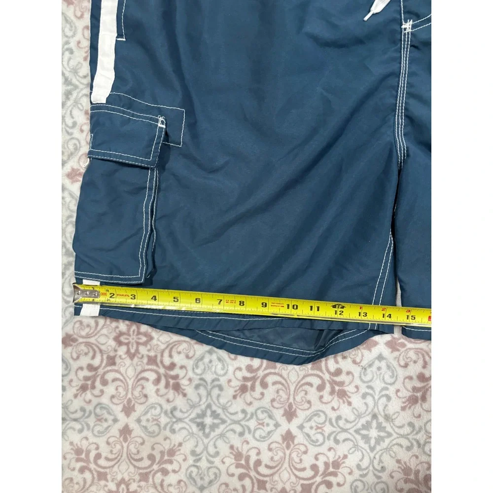 Kanu Surf Mens 3X Board Shorts Blue White Stripe Cargo Swim Trunks Mesh Lined
